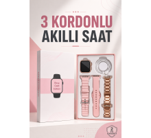 Akıllı Saat Amoled Ekran 3 Kordonlu Aksesuar Hediyeli Sesli Görüşme