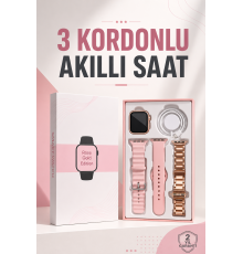 Akıllı Saat Amoled Ekran 3 Kordonlu Aksesuar Hediyeli Sesli Görüşme