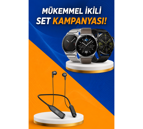 Alarm ve Titreşim Özellikli Akıllı Saat ve Mikrofonlu Kablolu Bluetooth Kulaklık 60 Saat