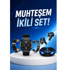 Kablosuz Bluetooth Bağlantılı Kulaklık ve Dokunmatik Ekran Akıllı Saat Arama Cevaplama