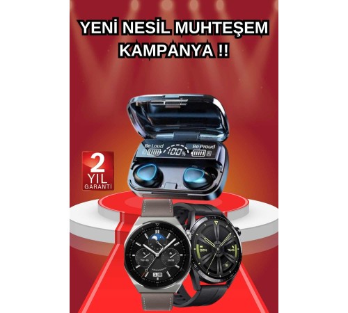 İkili Set Akıllı Saat Ve Bluetooth Kulaklık Kablosuz Uzun Pil Ömrü Spor Modları
