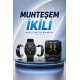 Dijital Göstergeli Bluetooth Kulaklık ve Bildirim Görebilen Akıllı Saat Alarm ve Titreşim