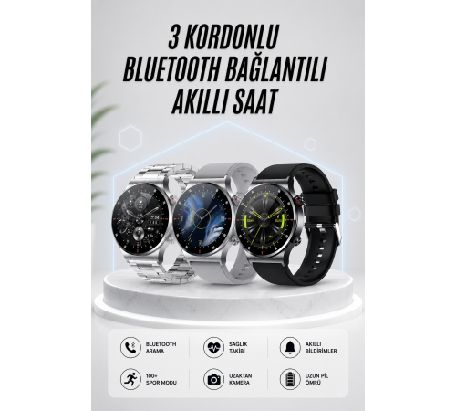 Akıllı Saat Amoled Ekran Bluetooth Bağlantılı Sesli Görüşme Nabız Ölçer