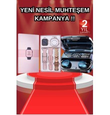 Aksesuar Hediyeli Akıllı Saat ve Dijital Göstergeli Powerbankli Bluetooth Kulaklık