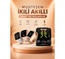 Wireless Şarjlı Akıllı Saat ve Dijital Göstergeli Kablosuz Bluetooth Kulaklık Nabız Ölçer
