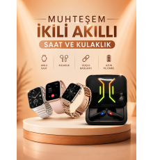 Wireless Şarjlı Akıllı Saat ve Dijital Göstergeli Kablosuz Bluetooth Kulaklık Nabız Ölçer