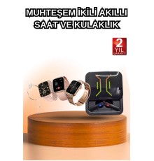 Wireless Şarjlı Akıllı Saat ve Dijital Göstergeli Kablosuz Bluetooth Kulaklık Nabız Ölçer