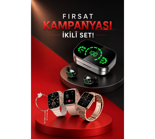 Yeni Nesil Kaliteli Akıllı Saat ve Kablosuz Bluetooth Kulaklık Yüksek Ses Kaliteli