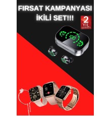 Yeni Nesil Kaliteli Akıllı Saat ve Kablosuz Bluetooth Kulaklık Yüksek Ses Kaliteli