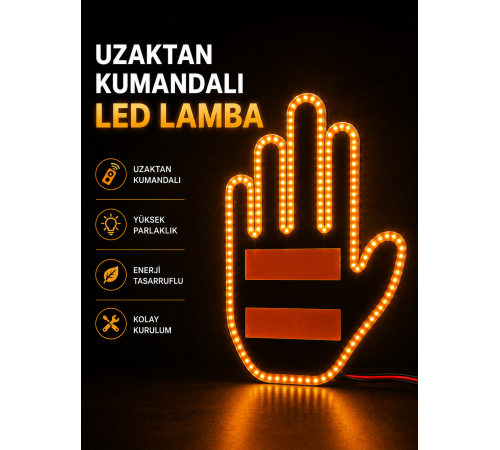 Led Işık El İşareti Araç Camı İçin Uzaktan Kumandalı