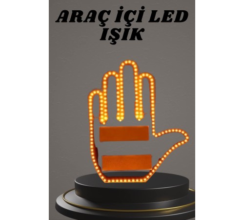 El Orta Parmak Led Kumandalı Araç İçi Reflektör Arka Cam El Simgesi