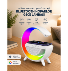 Google Dijital Kablosuz Şarj Özellikli Bluetooth Hoparlör Gece Lambası