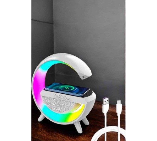 Bluetooth Hoparlör 15W Kablosuz Hızlı Şarj LED Gece Lambası