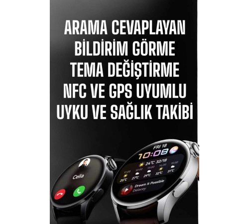 Akıllı Saat Bildirim Görme Amoled Ekran GPS Uyumlu Sesli Görüşme