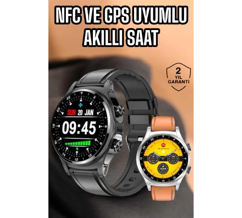 Akıllı Saat Titreşimli Pusula Nabız ve Tansiyon Ölçer NFC Uyumlu