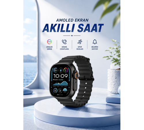 Akıllı Saat Bluetooth Bağlantılı NFC ve GPS Uyumlu Nabız Ölçer Sesli Görüşme