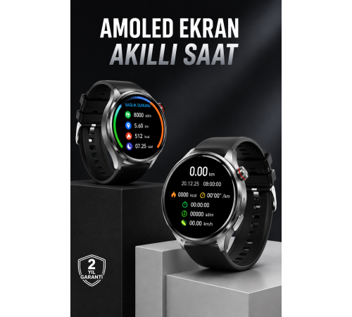Akıllı Saat Bluetooth Bağlantılı Amoled Ekran Uyku ve Sağlık Takibi