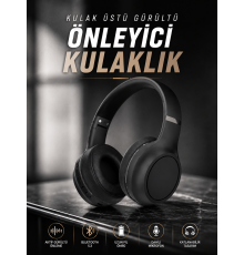 Kulak Üstü Kablosuz Bluetooth Kulaklık Gürültü Önleyici Ayarlanabilir