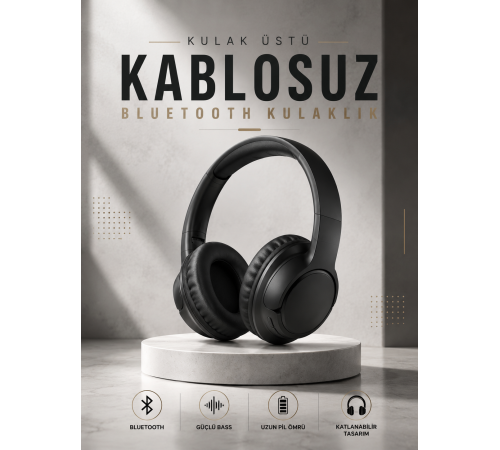 Kulak Üstü Kablosuz Bluetooth Kulaklık Yüksek Ses Kaliteli ANC Özelliği
