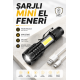 El Feneri Led USB Şarjlı Zoom Mini Led Işık Acil Durum Feneri