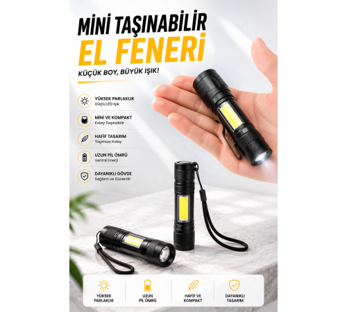 Işıldak El Feneri Kamp Lambası Mini Taşınabilir Acil Durum Lambası Fener Led Işık