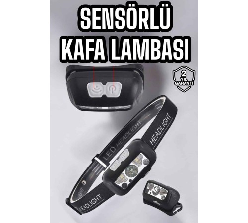 Kafa Lambası Kamp Lambası Sensörlü Şarjlı Ayarlanabilir