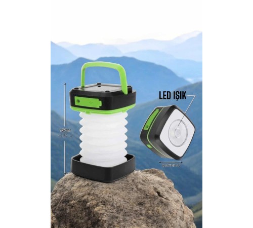 Led Lamba Kamp Lambası Hafif Taşınabilir Şarj Süreli Akordeon El Fenerli