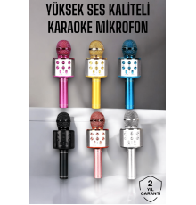 Kablosuz Bluetooth Karaoke Mikrofon USB ve AUX Girişli, Yüksek Ses Kalitesi