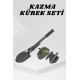 Katlanabilir Kamp Küreği Küçük Kazma Kürek Seti Pusulalı
