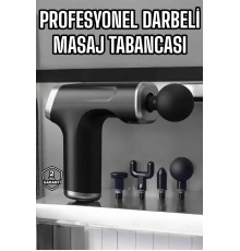 Masaj Tabancası 4 Başlıklı Kas ve Vücut Ağrıları İçin Şarjlı Darbeli