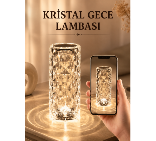 Kristal Dokunmatik Ve Kumandalı Masa Ve Gece lambasI