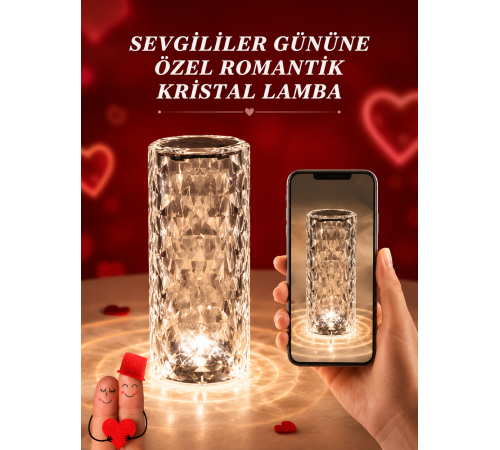 Sevgililer Günü İçin Hediye Kristal Lamba Sevgiliye Hediye USB Şarjlı Gece Lambası (Kopya)