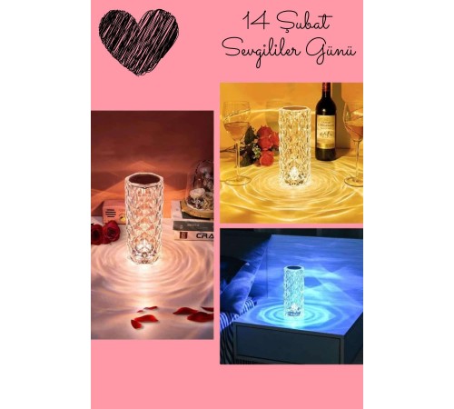 Sevgililer Gününe Özel Romantik Kristal Gece Lambası Sevgiliye Hediye