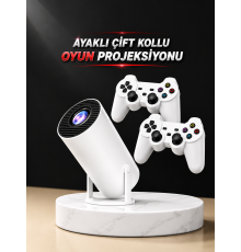 Projeksiyon Cihazı Video Oyun Konsolu Projektör Taşınabilir Ayaklı Çift Kollu 4K Çözünürlüklü