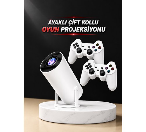 Projeksiyon Cihazı Video Oyun Konsolu Projektör Taşınabilir Ayaklı Çift Kollu 4K Çözünürlüklü