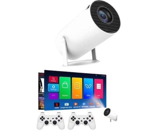 Projeksiyon Cihazı Video Oyun Konsolu Projektör Taşınabilir Ayaklı Çift Kollu 4K Çözünürlüklü
