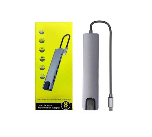 Macbook Pro/air Uyumlu USB Type-C 8 In 1 Hub Dönüştürücü Çevirici Çoklayıcı USB Hdmı Micro Sd 8 Girişli