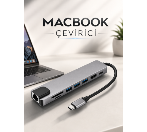 Çevirici Dönüştürücü Adaptör Macbook 3 In 1 Type-C To Hdmı USB 3.0