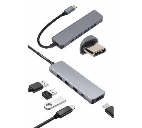 Çevirici Dönüştürücü Adaptör Macbook 3 In 1 Type-C To Hdmı USB 3.0