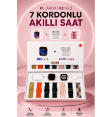 Akıllı Saat Bluetooth Kulaklık Hediyeli Bildirim Görme Sesli Görüşme Çoklu Kordon