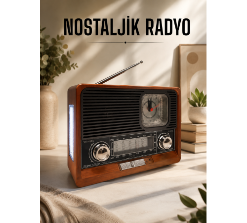 Nostaljik Radyo USB,AUX Ve SD Kart Girişli Bluetooth Bağlantılı