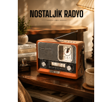 Ahşap Görünümlü Retro Bluetooth Radyo USB,AUX Ve SD Kart Girişli