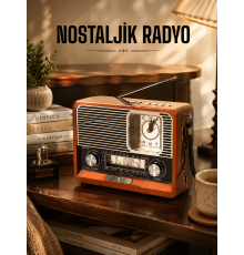 Ahşap Görünümlü Retro Bluetooth Radyo USB,AUX Ve SD Kart Girişli