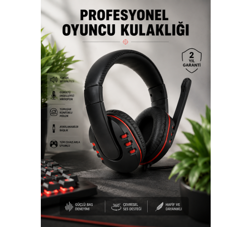 Yüksek Ses Kalitesi ve Aktif Gürültü Engelleme Özellikli Kablolu Mikrofonlu Kulaklık