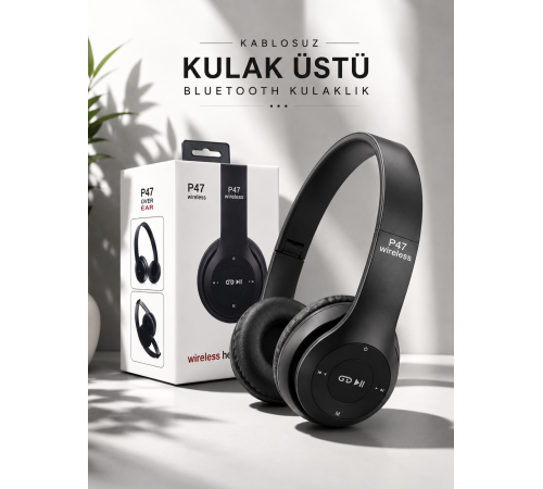 Kulak Üstü TF Kart ve AUX Destekli Ergonomik Bluetooth Kulaklık
