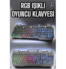 Led Işıklı Klavye Usb Girişli RGB Işıklı Q Klavye Mouse Hediyeli