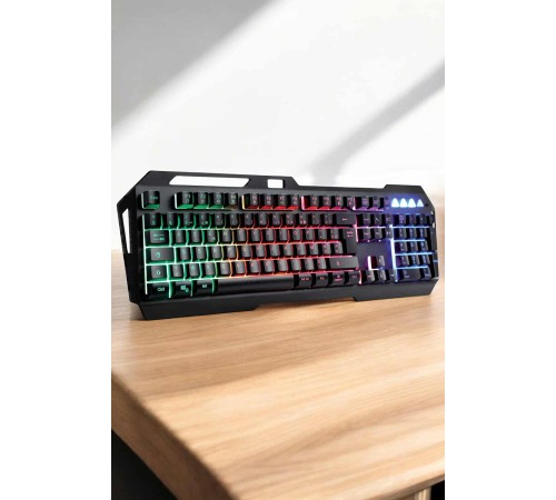 Q Klavye RGB Işıklı Klavye Ve Mouse Seti Kablolu Mouse Hediyeliş