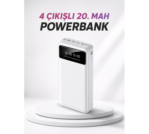 4 Çıkışlı 20.000 MAH Powerbank Taşınabilir Çoklu Giriş