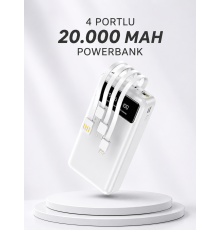 Powerbank Şarj Cihazı 4 Çıkışlı 20.000 MAH Powerbank Kompakt Yüksek Kapasiteli Hızlı Şarj