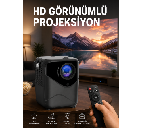 Yüksek HD Görünümlü Taşınabilir Projeksiyon Cihazı